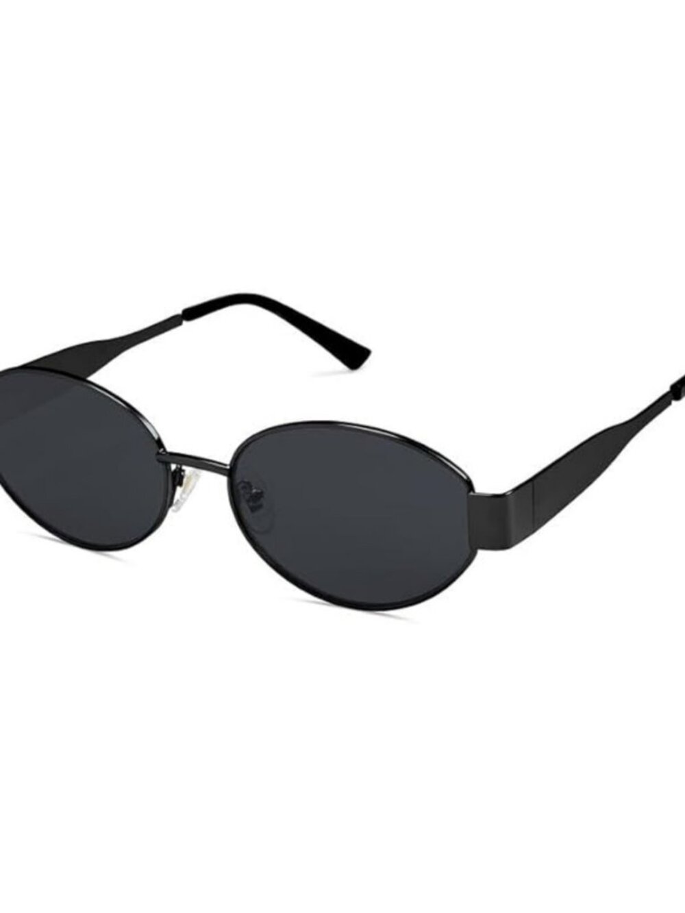 Sojos Retro Oval Sunglasses Black Metal Frame SJ1256 HD UV400 Black Lens